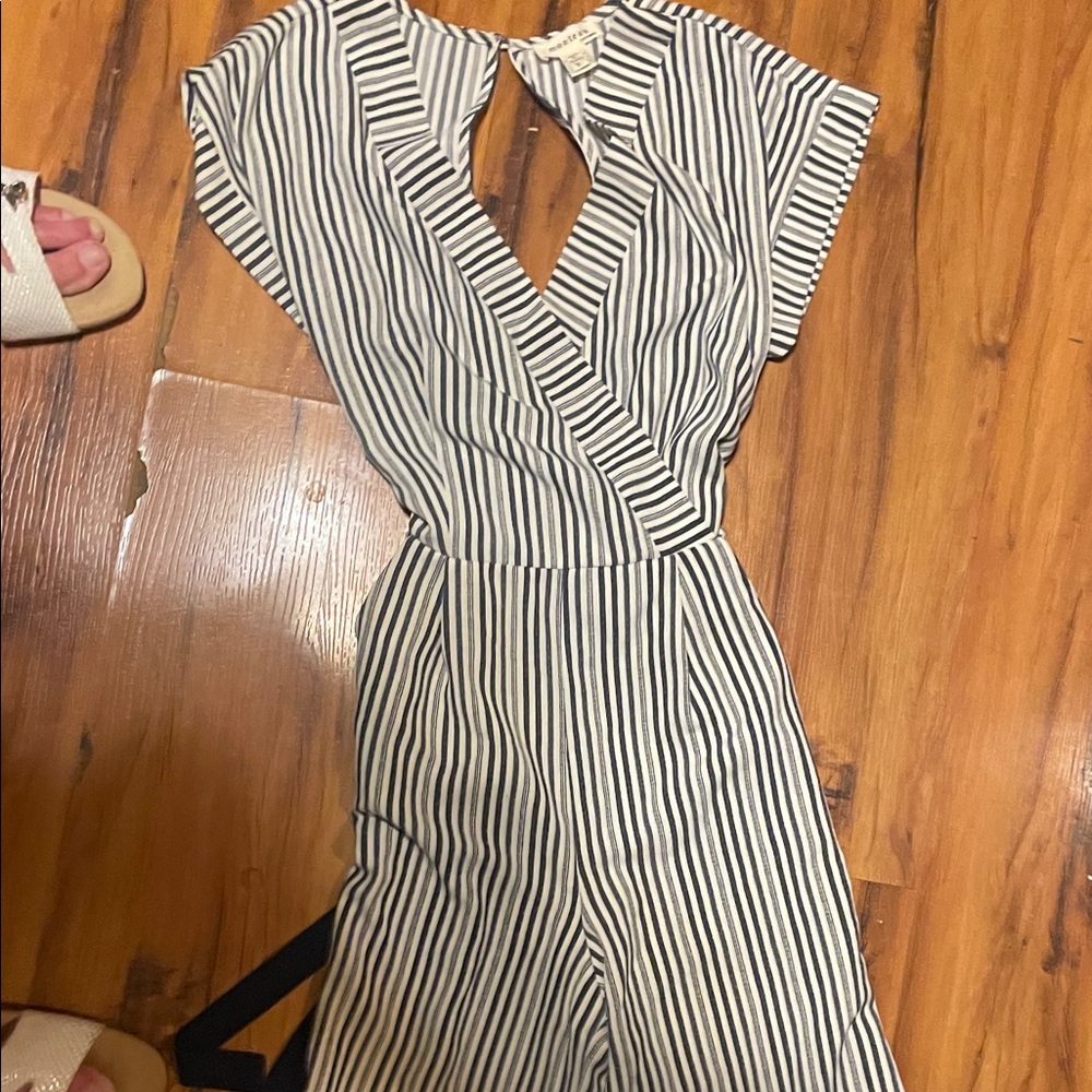 Monteau Black and White Striped pants jumper